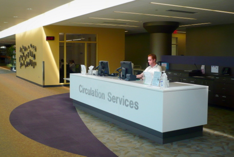 Upper level circulation desk
