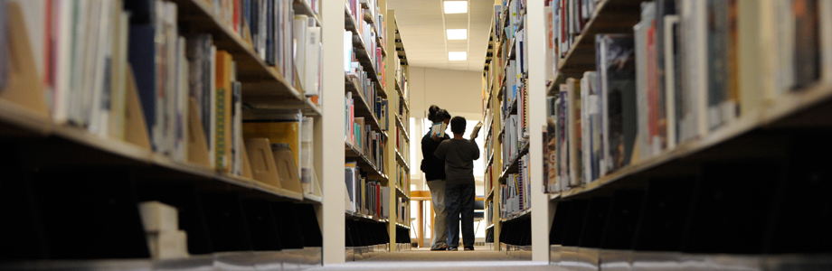 People using the library stacks